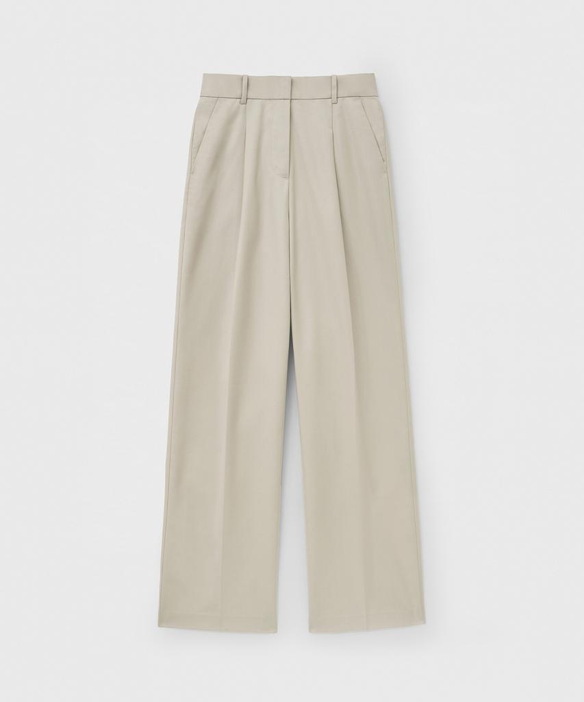 MONGDOL Single-Pleat Wide Slacks Beige Mdpt025Beige