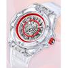 Skeleton Automatic Mechanical Watch for Men Casual Transparent Case Waterproof Luminous Wrist Watch Silicone Strap