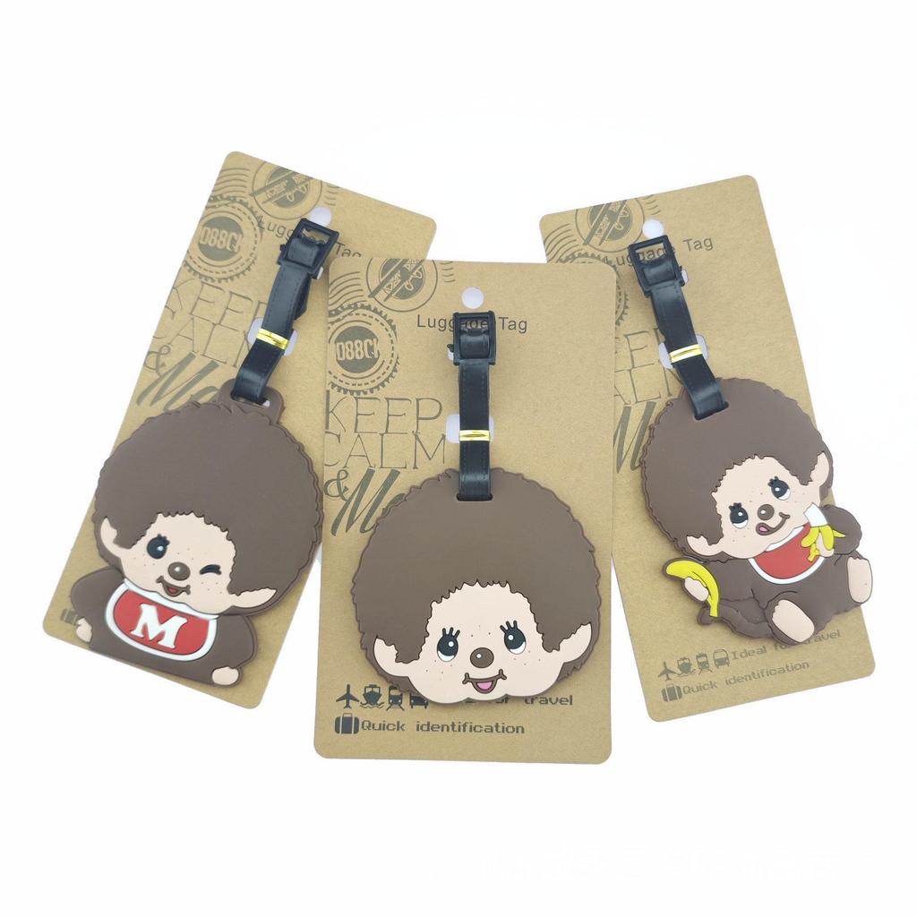 Monchhichi Fun PVC Soft Rubber Luggage Tag - Cute Suitcase Tag & Bag Charm for Easy Identification