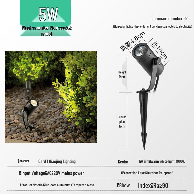 Waterproof Outdoor LED Spotlight for Trees and Gardens - Landscape Lawn Light with Ground Stake, 24V Floodlight