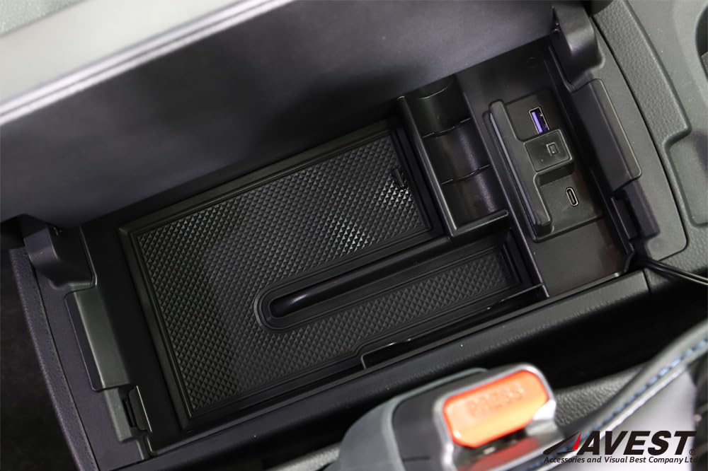 AVEST Console Tray with Charging, USB Type-C, and LED Lights for the New Noah/Voxy 90 Series. Interior Parts and Accessories. Center Console Box.