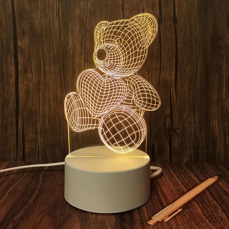 Heart Love Acrylic 3D Night Light USB DIY Kids Bedroom Night Lamp for Valentine's Day Decor Christmas Wedding Cute Gifts 2023
