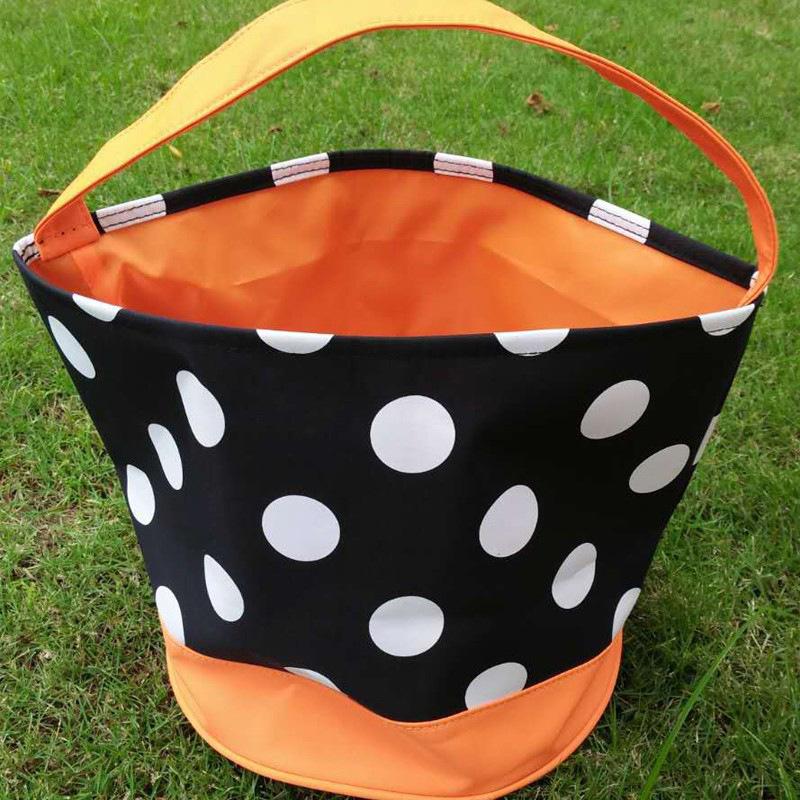 Halloween Portable Canvas Candy Bag Halloween Decoration Basket Kids Tote Bag Pumpkin Basket Halloween Decoration