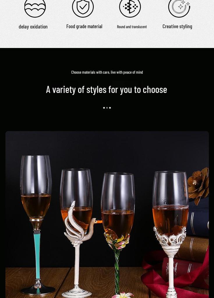 Elegant Enamel Crystal Champagne Flute Set - High-Stem Sparkling Wine Glasses, Perfect for Home or Bar Gifts