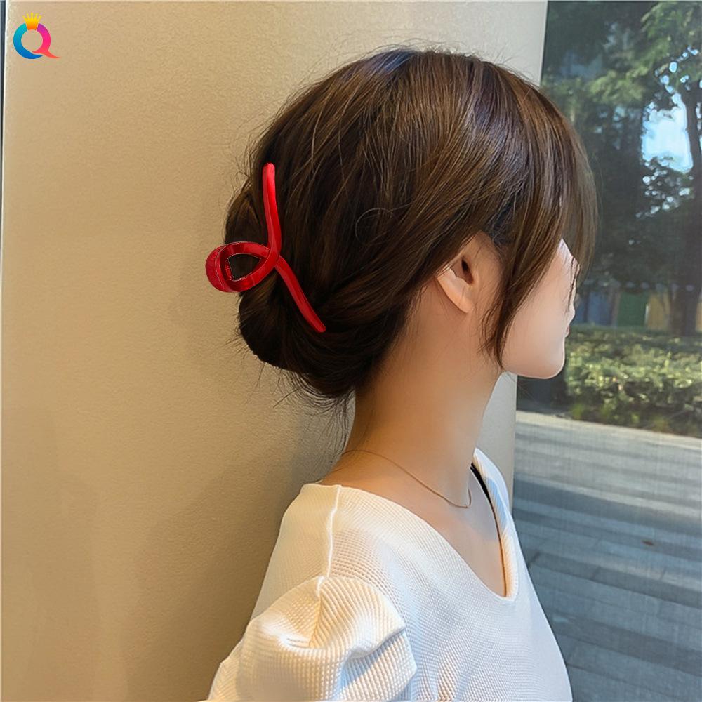 Korean Acrylic Red Geometric Hair Claw for Women Fashion Small Large Square Hair Crabs Clip Clamps Girls Hair Accessories