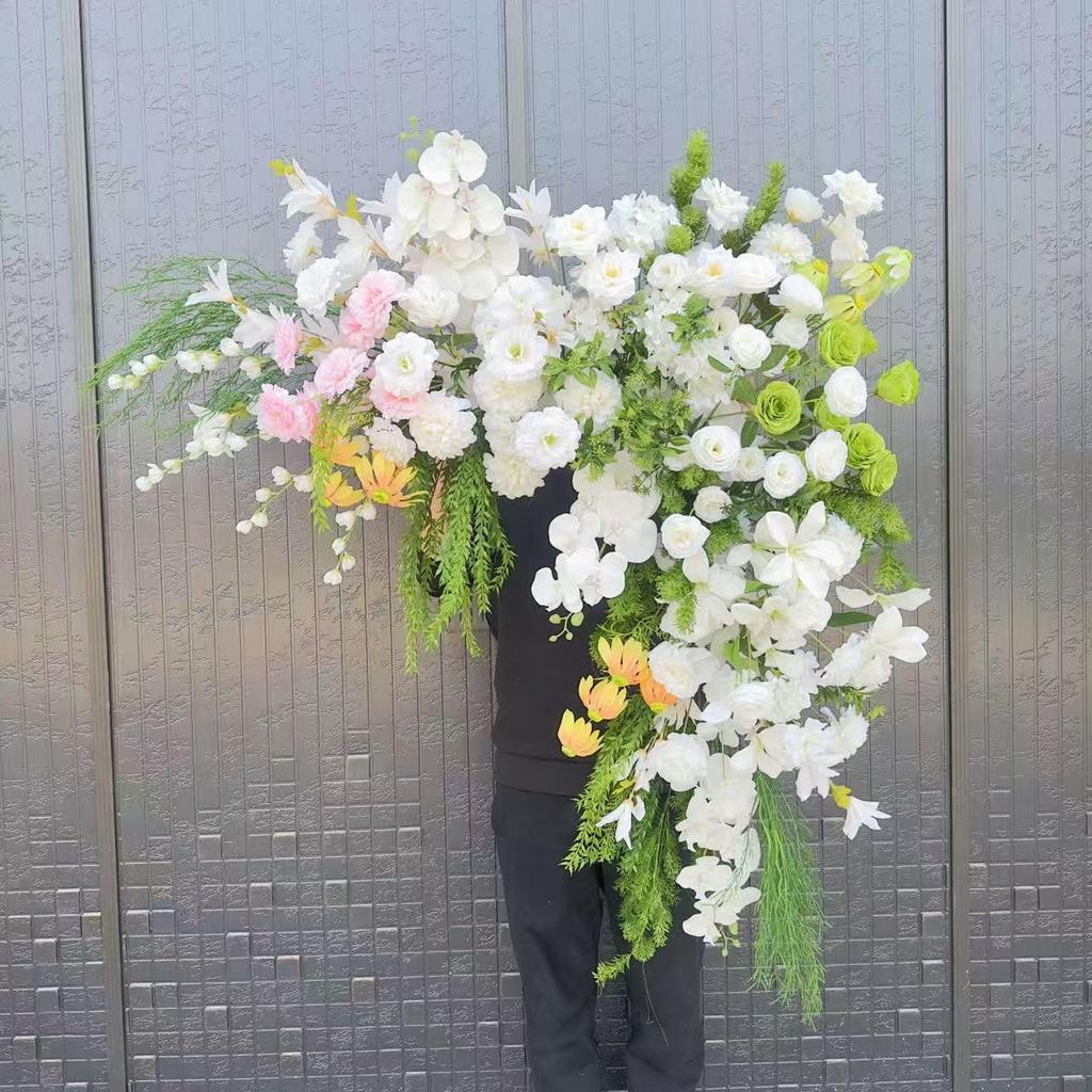 Triangular Silk Flower Wedding Arch Arrangement for Reception Background