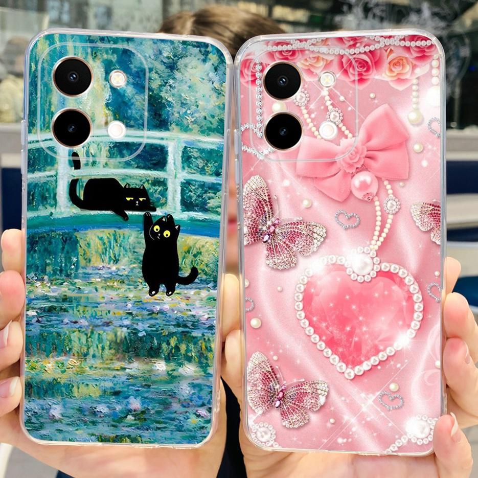 For Vivo Y28 4G Case V2352 Cute Cat Panda Painted Cover Soft Silicone Phone Case For Vivo Y28 Y 28 VivoY28 4G Funda 6.68'' Coque