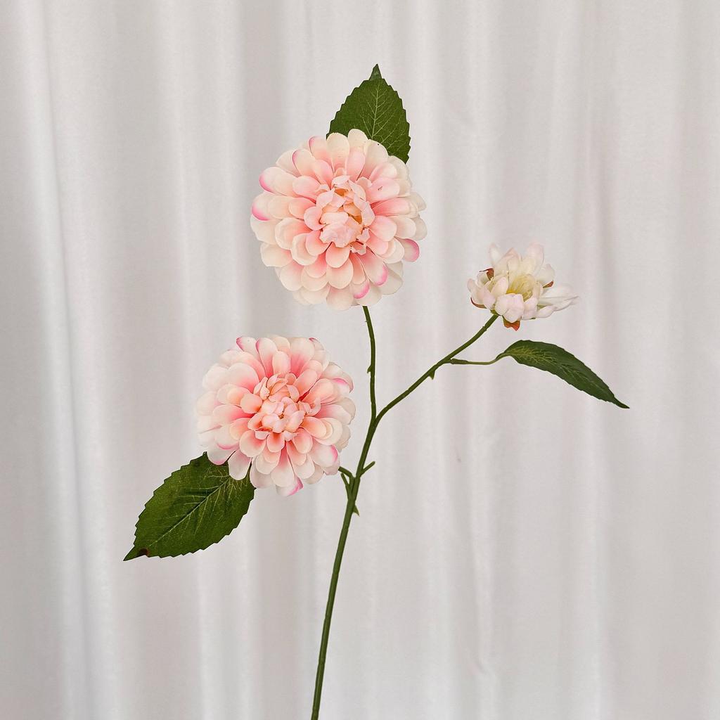 3-Head Dahlia Simulated Flower Silk Flower Fake Flower Dark Fragrant Ball Chrysanthemum Home Decoration Wedding Hall Flower Arrangement