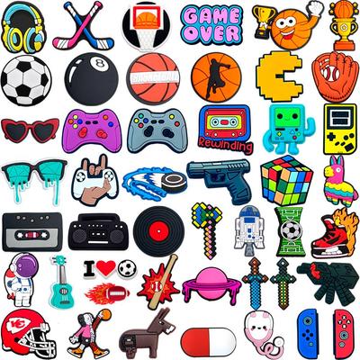 Fußball Magic Cube DIY Schuhanhänger, 47 Stück - Weichgummi Cartoon-Accessoires für Jungen.