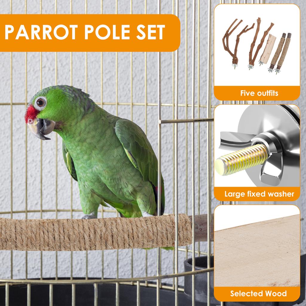 2-10Pcs Bird Perch Stand Wood Parrot Perch Toy Multi-role Training Play Stand Platform Practical Cage Accessories Bird Supplies
