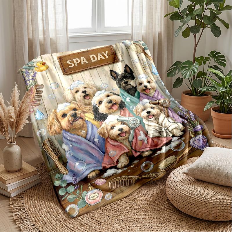 Pug Paradise Floral Theme blanket Lightweight Warm Flannel Blanket Decorative Throw Blanket for Home Decoration