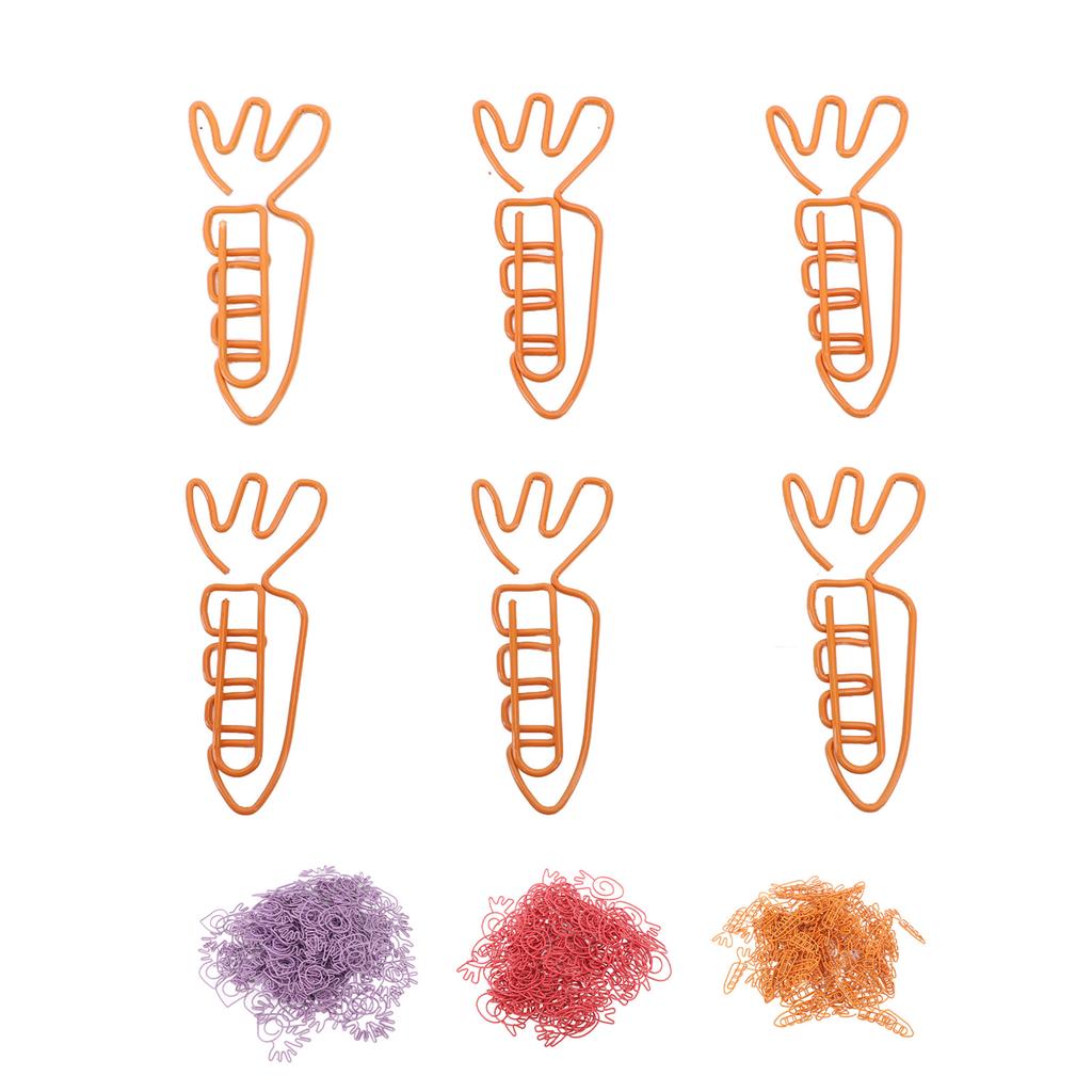 100Pcs Carrot Paper Clips Carrot Shape Strong Metal Anti Slip Rustproof Cute Paper Clips for Documen