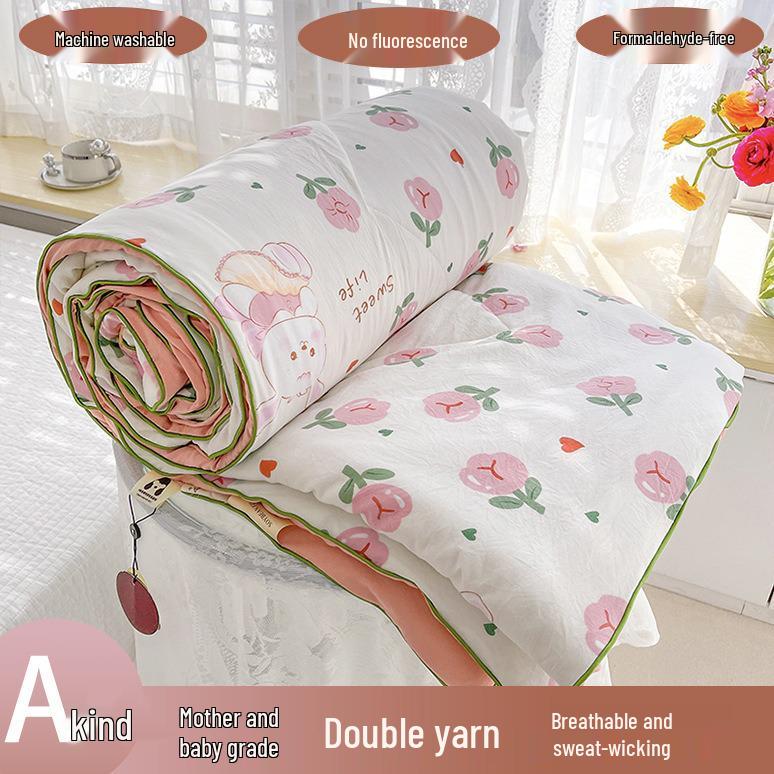 Class A Soybean Fiber Cartoon Print Summer Quilt - Double Layer Gauze Air Conditioning Quilt