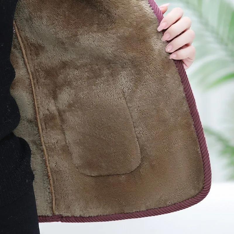 Women Vests Waistcoats Autumn Winter Button Lamb's Fleece Vests Sleeveless Jacket Large Size Button Coats Trendy Outwear