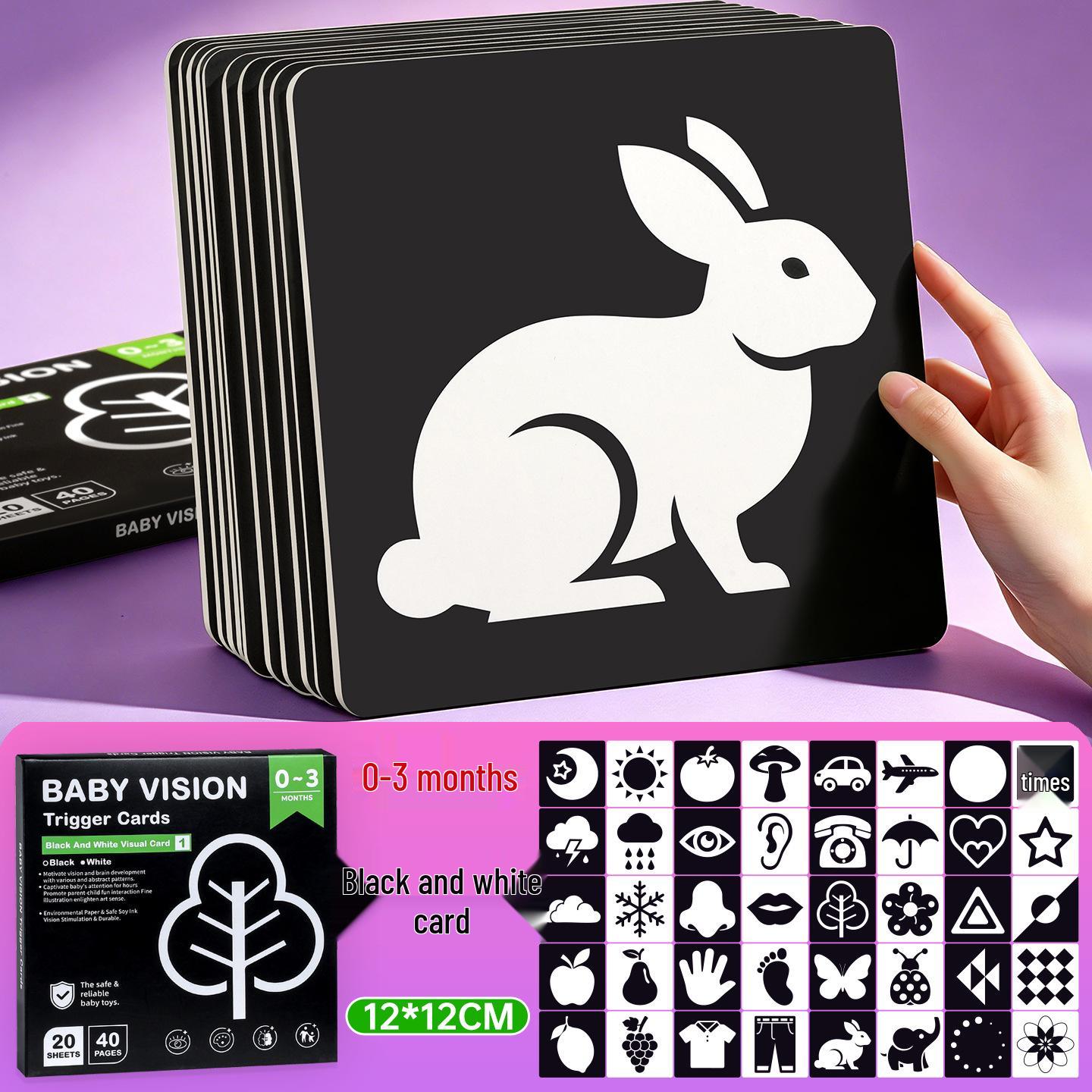 Newborn Visual Stimulation Cards: Black & White Educational Toy for Babies 0-3 Months
