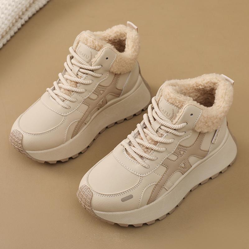 TUINANLE Women Winter Warm Platform Snow Trainers Cotton Plush Sneakers High Top Ladies Shoes