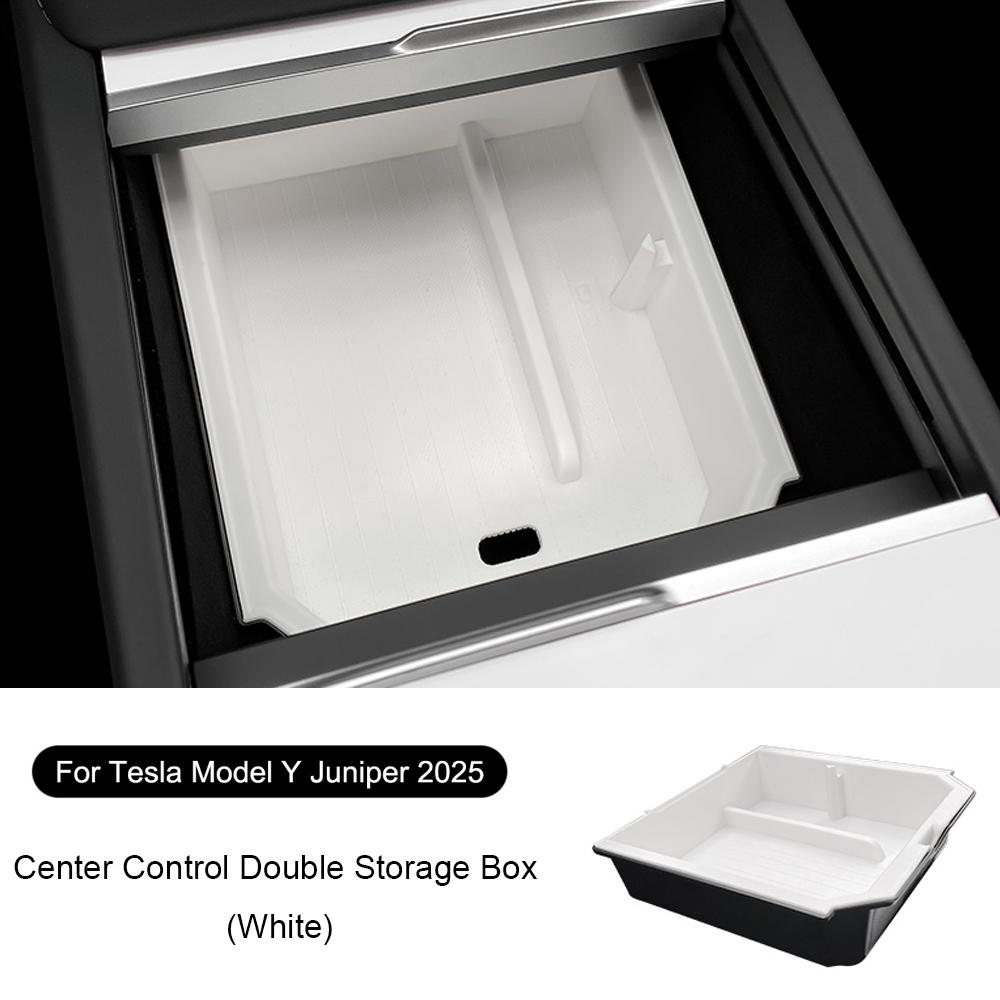 For Tesla Model Y Juniper 2025 Center Console Storage Box Armrest Box Double-layer Storage Organizer Case Tray Cup Holder Box