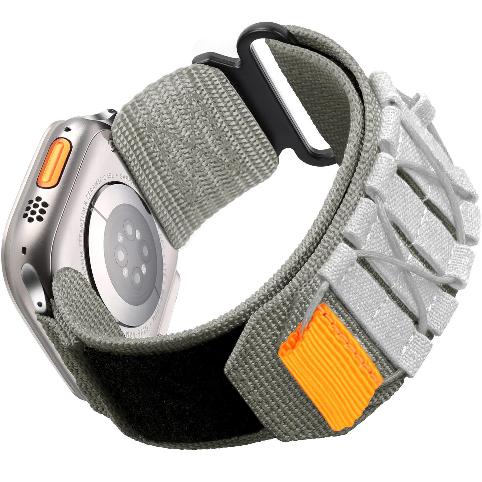 

Ремінець для Apple Watch Series 10 Ultra 9 8 7 SE 6 5 4 3 2 1 46 мм 49 мм 45 мм 44 мм 42 мм Нейлоновий плетений ремінець на липучці White Grey