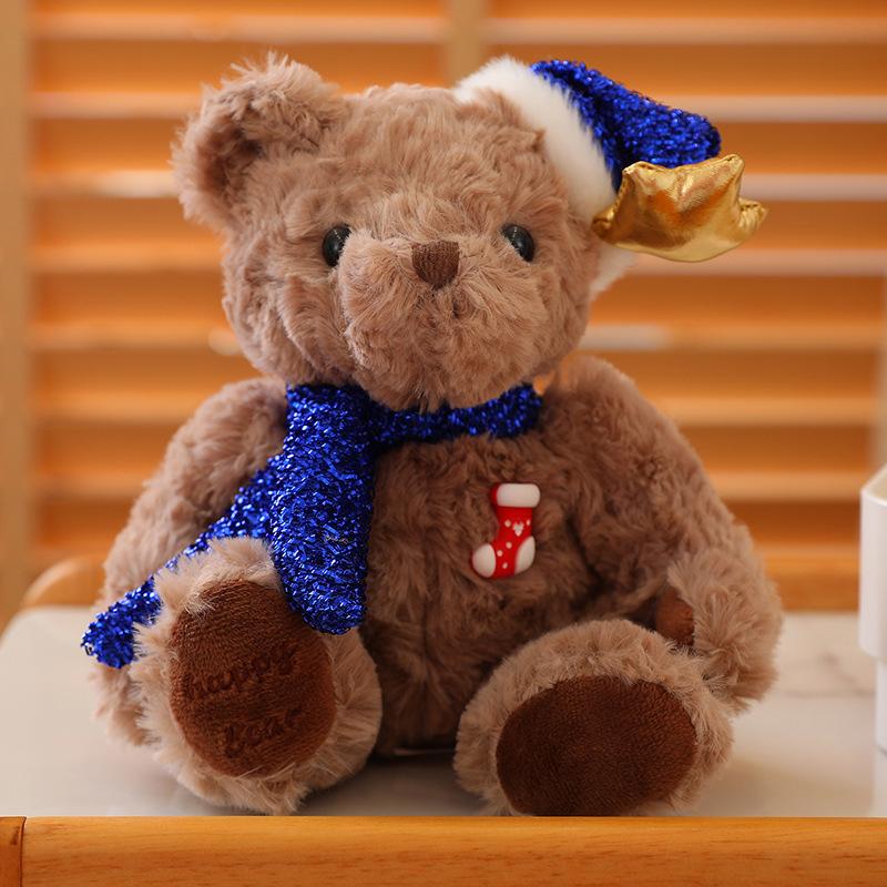 Christmas Bear Doll Christmas Cute Scarf Teddy Bear Plush Toy Doll Christmas Gift Girl