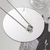 Titanium Steel Geometric Pendant Necklace With Rhinestones For Couples And Adults