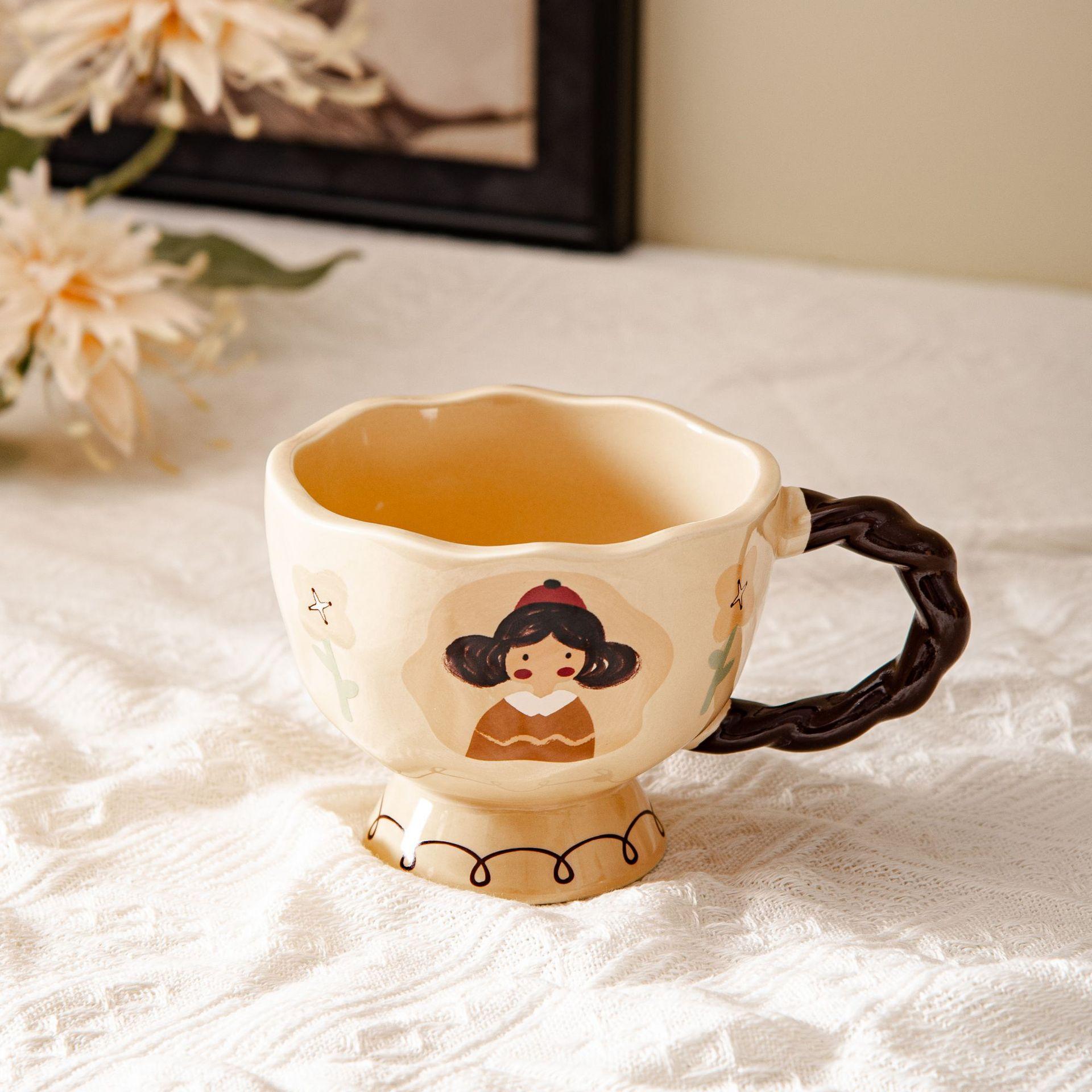 

Ретро Кардамон Девочка Милая Кружка Кружка Креативная Керамическая Чашка Офисная Чашка для Воды Кофейная Чашка Завтрак Молоко 380ml