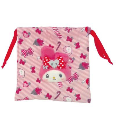 Sanrio Characters Pink Black Party Boa Face Drawstring Bag My Melody 205278-25 H18 X W18 X D3cm