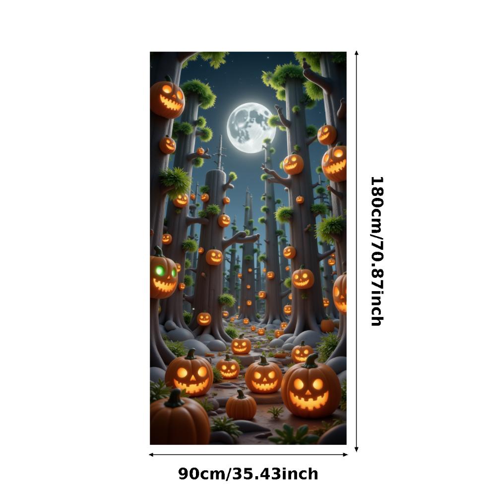 Jack O Lantern Banner Starry Sky Forest Theme Banner Pumpkin Banner Halloween Theme Spooky Decoration For Autumn Celebration