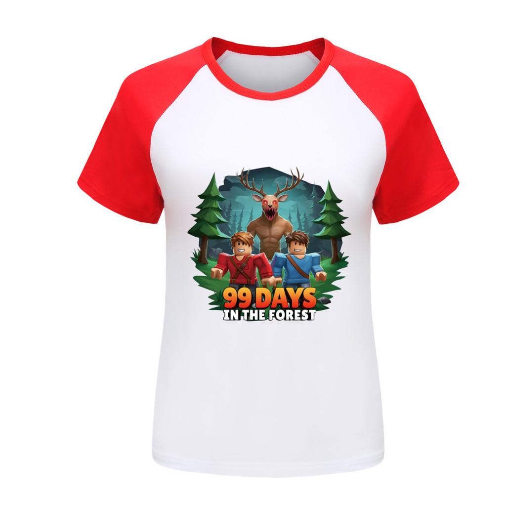 Kids Girls Boys 99 Nights In the Forest Print Raglan Short Sleeves T-Shirt