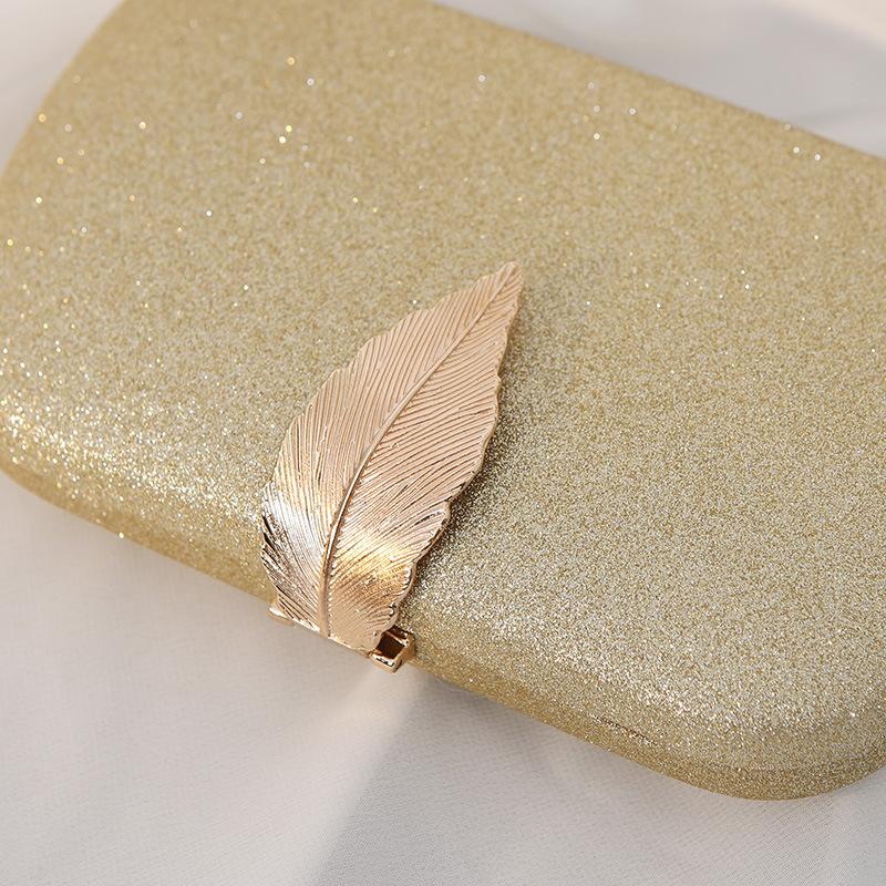 New Dinner Bag Metal Leaf Box Bag Small Square Bag Banquet Dress Clutch Bag Small Handbag Women