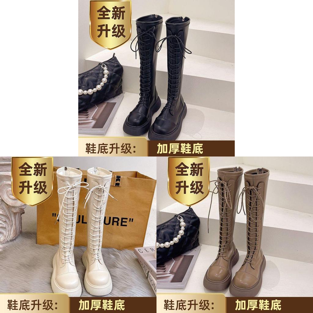 Fall Winter Womens Suede Knee High Boots With Thick Heel For Casual Wear