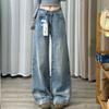 Womens High Waist Wide Leg Jeans Streetwear Loose Fit Long Denim Pants