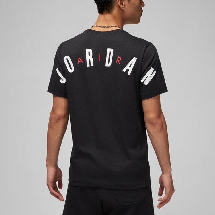Jordan American Retro Letter Airman Logo Print Round Neck Casual Short Sleeve T-Shirt Men Tops Black DM1463-010