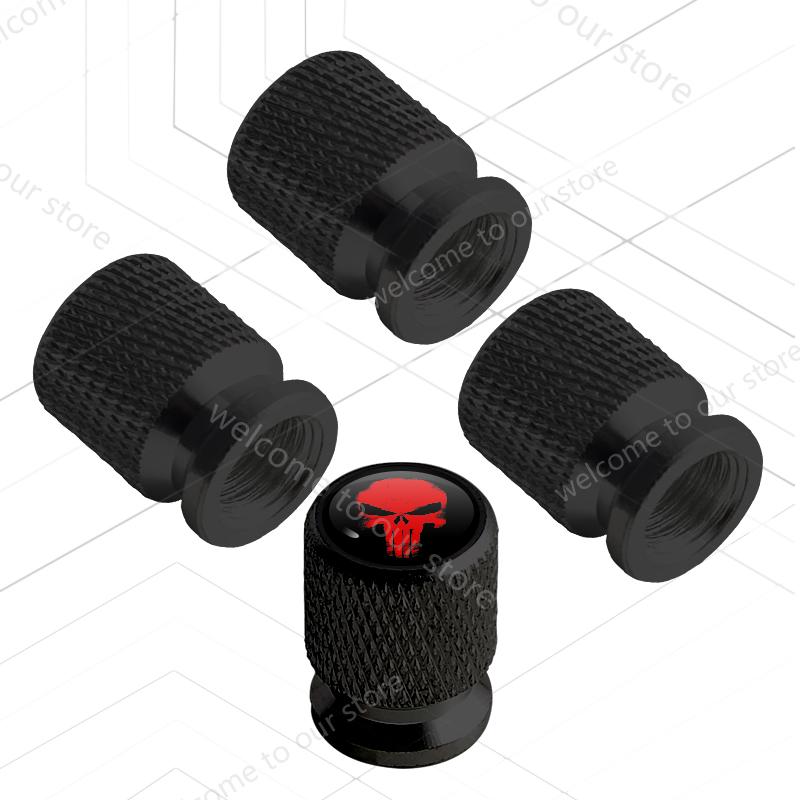 4Pcs/Set For Skull LOGO Badge Wrangler Rubicon Renegade Cherokee Compass Car Motorcycle Wheel Tire Valve Caps Tyre R3 Stem Covers