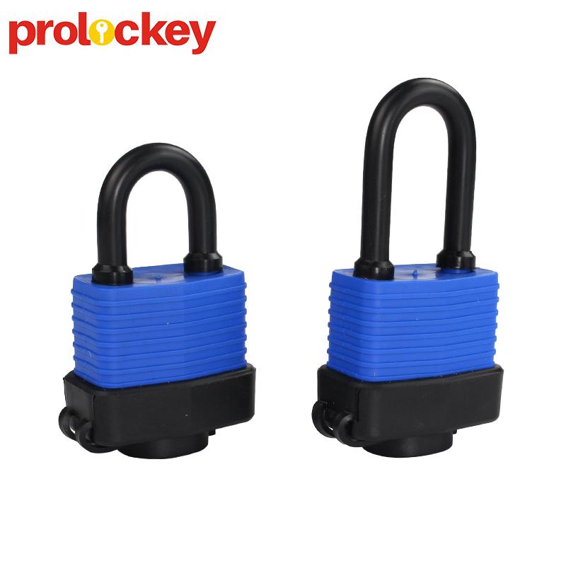 Dustproof Laminated Curved Steel and Rubber Durable Waterproof Cover Padlock with Key (Blue,Laminated Safety Padlock&Steel&LPC02) синий