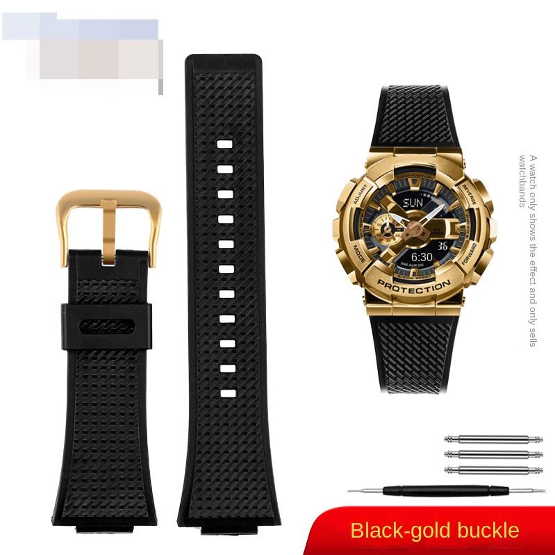 golden Black stainless steel solid turtle buckle strap 16mm for Casio G-Shock GM-110 GA-110GB small steel gun metal Watchband
