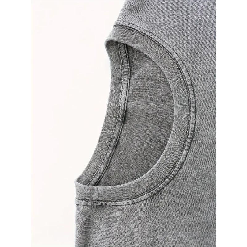 European Sizes Men's T-Shirt - Oversized Retro Streetwear Tee Suitable for Summer, Loose Fit Crew Neck Short Sleeve Casual Wear
