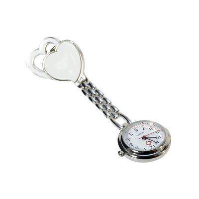 Ρολόι νοσηλευτή με χαριτωμένο σχέδιο καρδιάς, στυλ κλιπ, και καντράν ανάποδα (άσπρο)