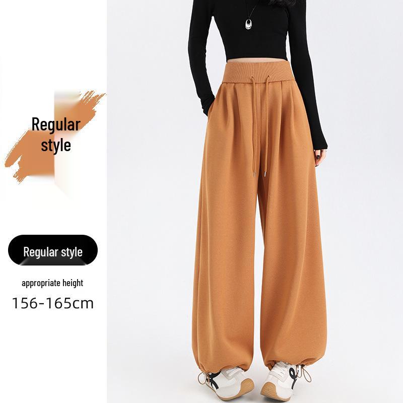 Women's High-Waisted Drawstring Wide-Leg Pants - Casual Loose Fit, Spring 2026