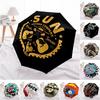 1PC Rock n' Roll Umbrella Portable Folding Umbrella Iron Frame Hole Bone Structure Outdoor Home Umbrella A16