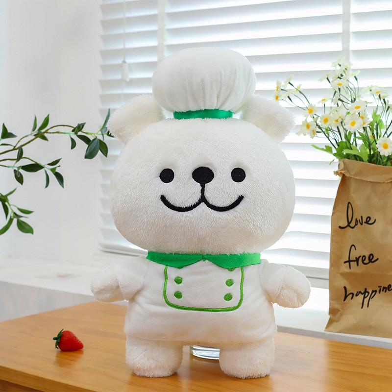 Maltese Plush Toy Chef Line White Restaurant Decor Child Birthday Gift Doll
