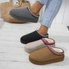Winter 2025 New Cashmere Warm Thick Sole Heelless Covered Half Mop Cashmere Warm