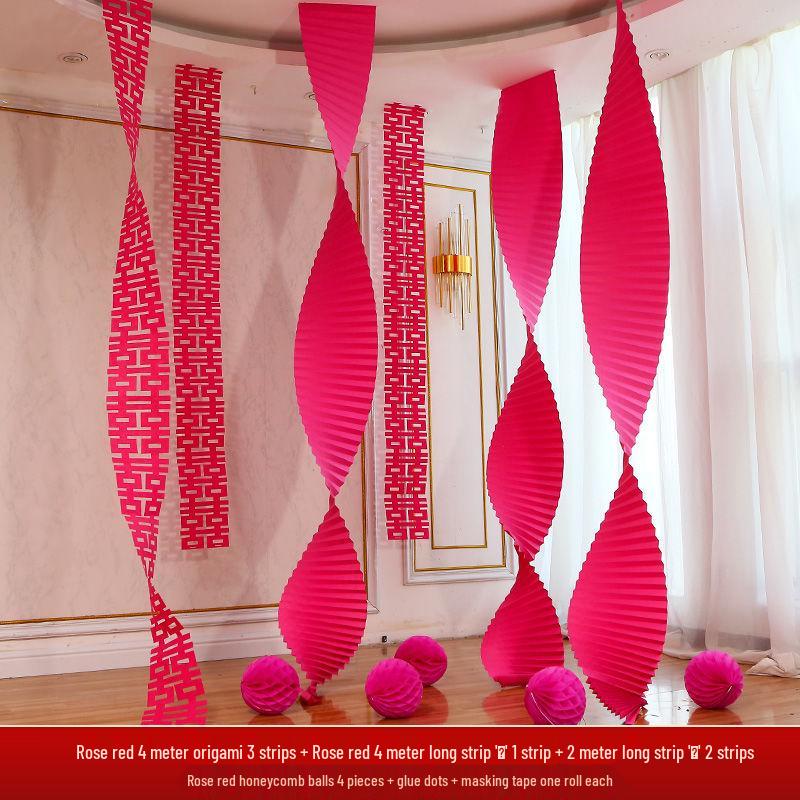 Wedding Origami Wave Festive Decoration Set: Extra Long Pull Flower Strips
