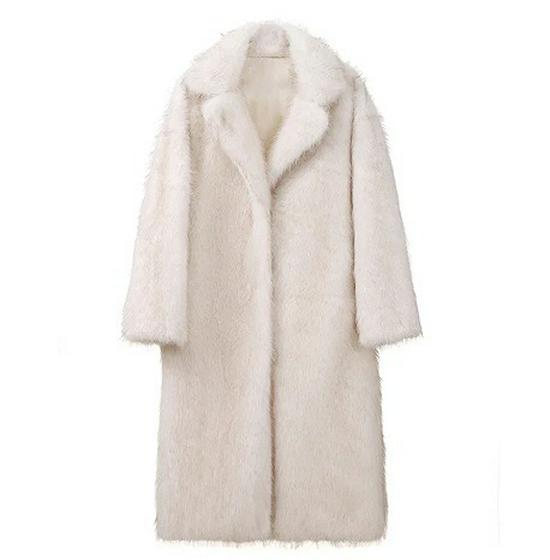 2024 European & American Women's Solid Color Faux Fur Loose Streetwear Coat