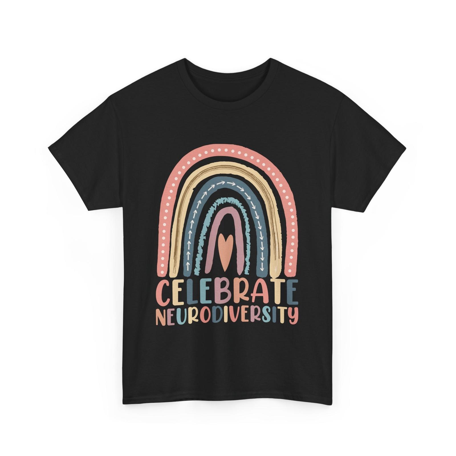 Celebrate Neurodiversity Shirt, Mental Health Awareness Rainbow Heart T-Shirt Mens Womens Tees Top 3XL