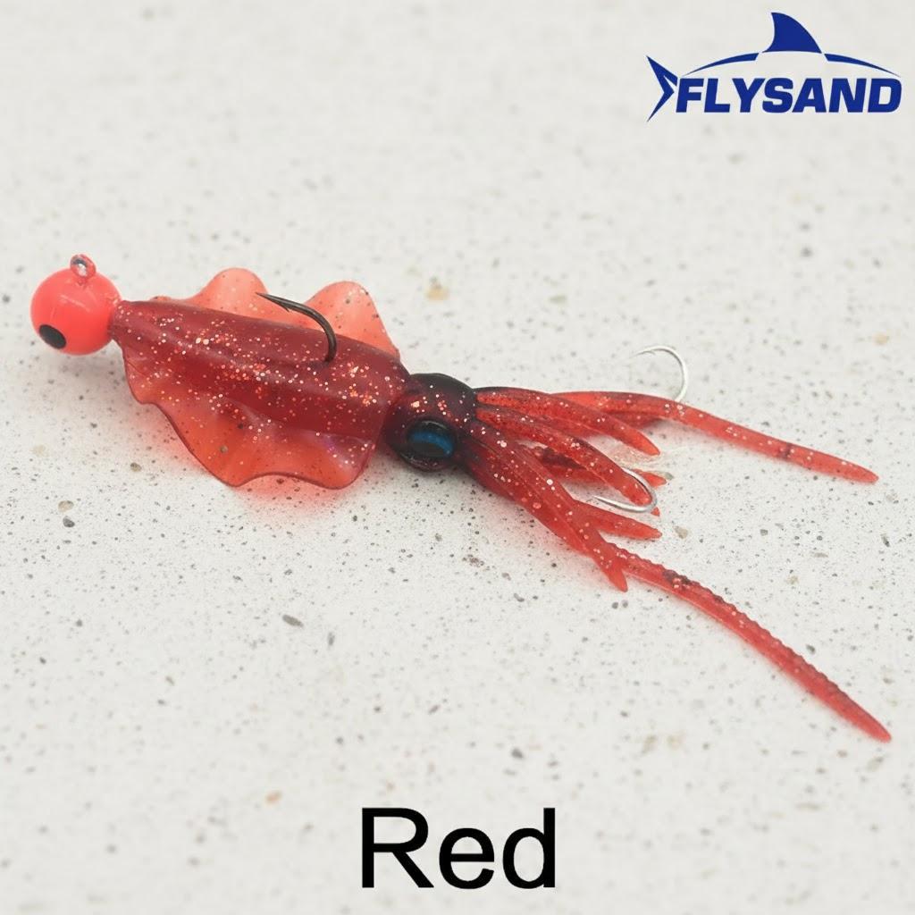 

Luminous Octopus Squid Skirt Fishing Bait 130mm Sea Fishing Wobbler Tuna Jig Head Hook Best Lures for Anglers красный
