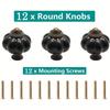 6 or 12 Pcs of Elegant Black Pumpkin Vintage Ceramic Knobs for Cabinets - Complete with Mounting Screws, Ideal for Dresser, Drawer and Door Decor