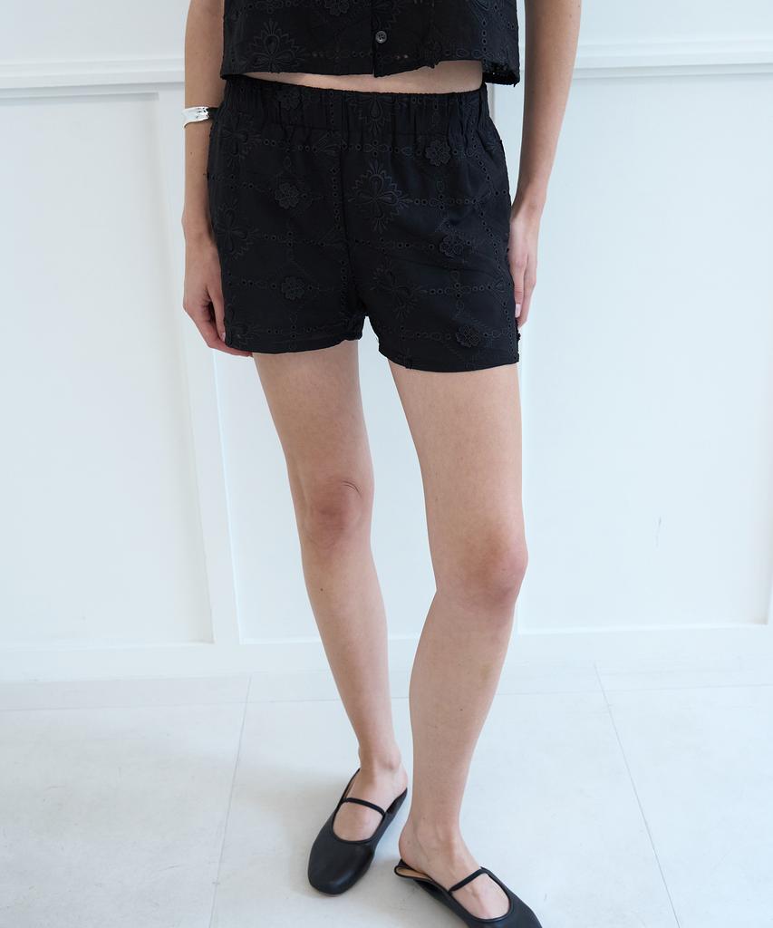 NUAKLE Lace Banding Shorts_Black