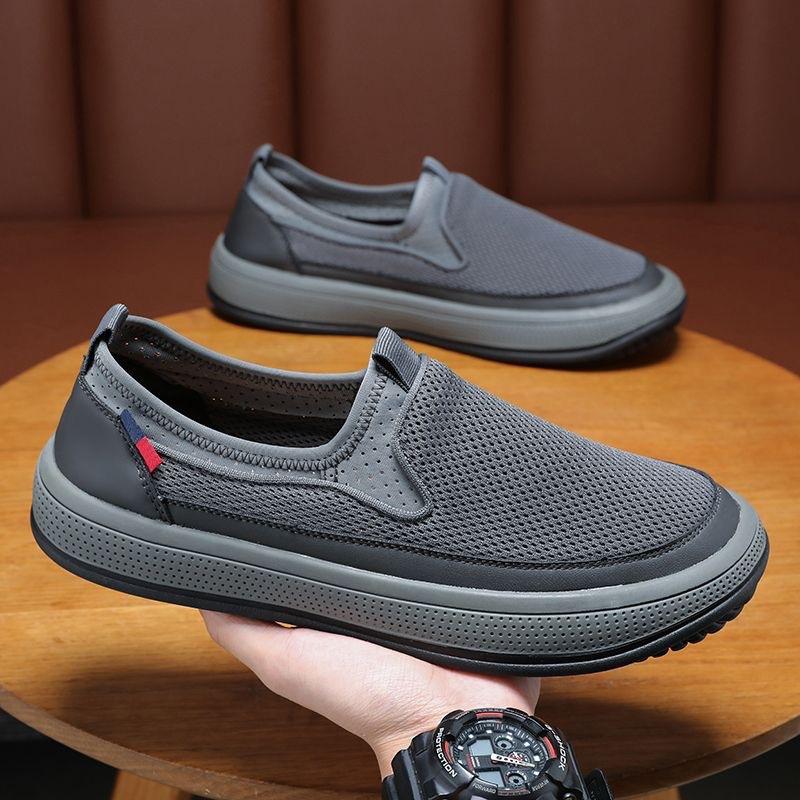 Summer Mesh Shoes Cloth Shoes New Breathable Shoes Casual Versatile Lazy One Pedal Casual Driving Men's Shoes
