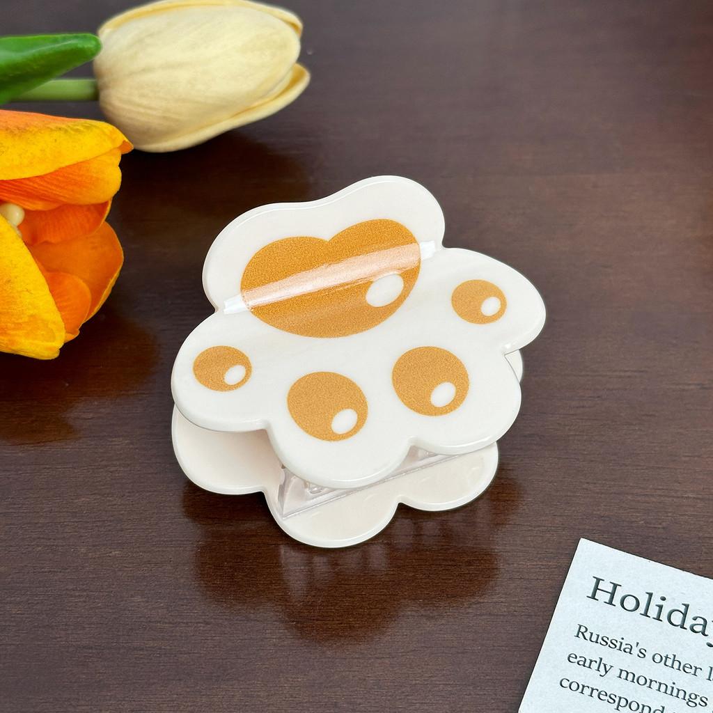 

Whimsical Cat Paw Acrylic Hair Claw Clips For Stylish Half Ponytails In Multiple Colors Vibrant Milk White Orange
