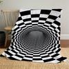 1PC Checkerboard TunnelOutdoor Flannel Blanket - Soft Plush Decor for Picnics, Camping, Bedroom, Playroom, Office, or Lunch Break 1338A